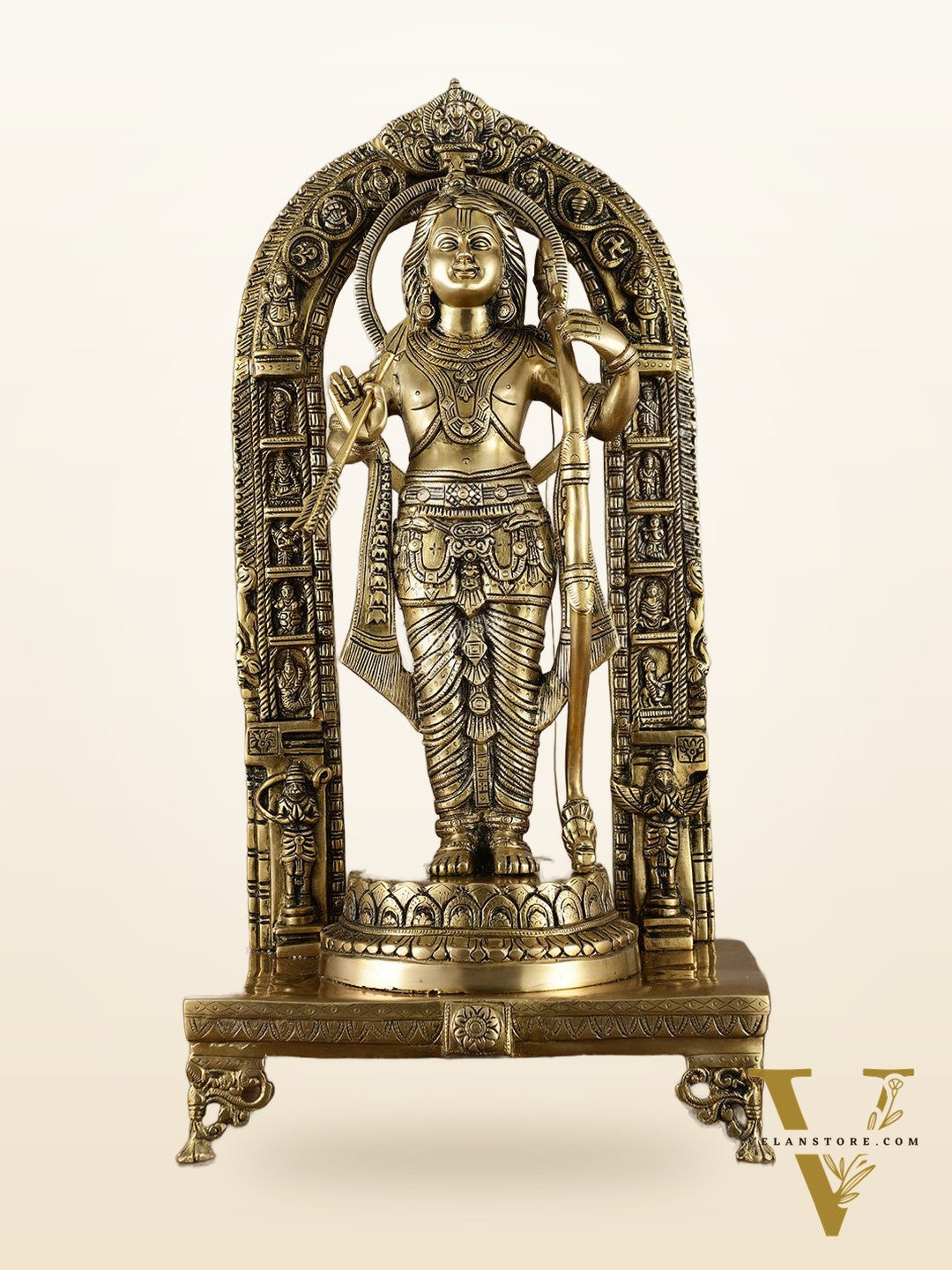 Brass Superfine Ram Lalla Statue with Arch and Enhanced Carvings 24 inch