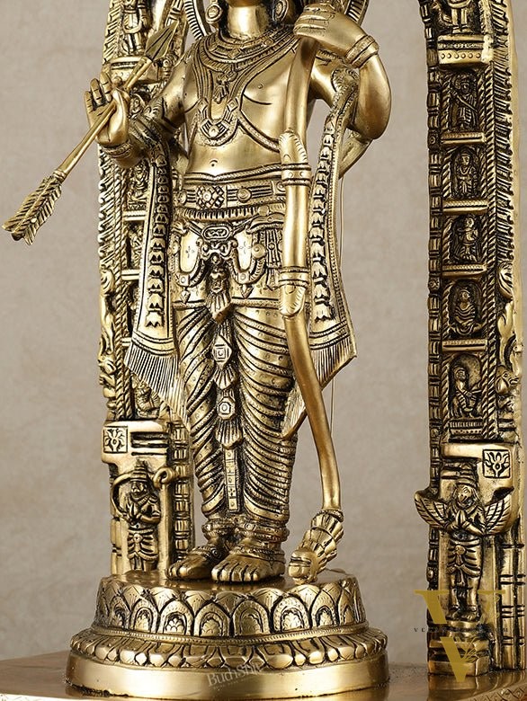 Brass Superfine Ram Lalla Statue with Arch and Enhanced Carvings 24 inch