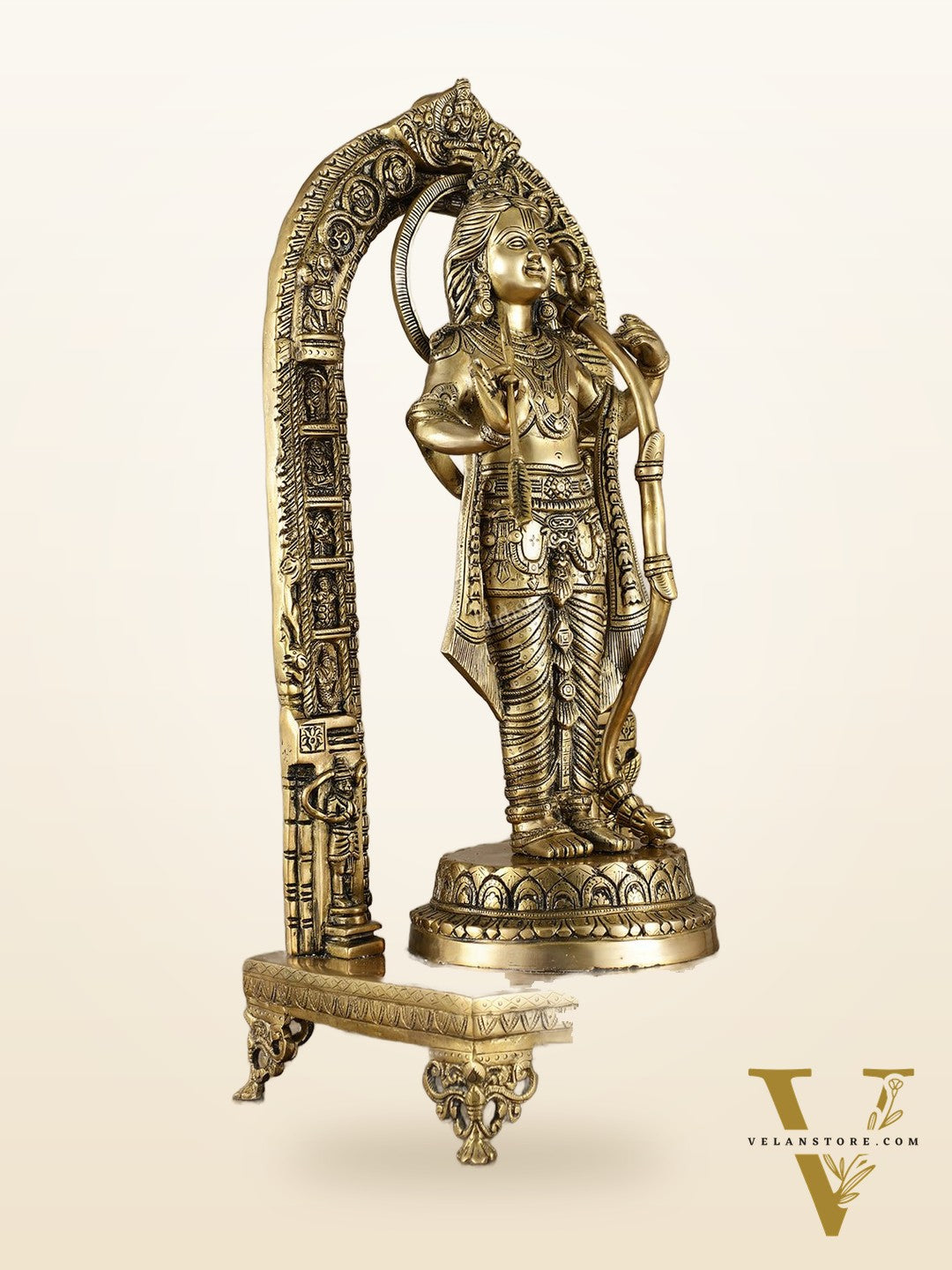 Brass Superfine Ram Lalla Statue with Arch and Enhanced Carvings 24 inch