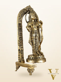 Brass Superfine Ram Lalla Statue with Arch and Enhanced Carvings 24 inch