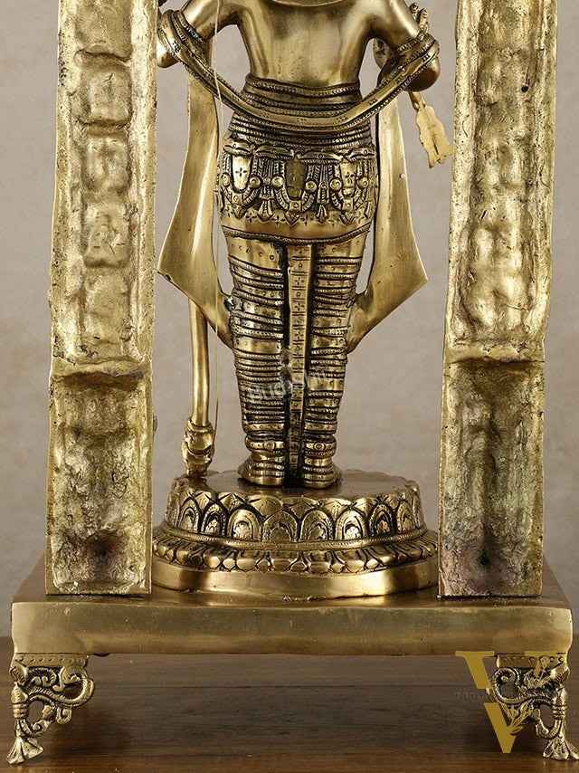 Brass Superfine Ram Lalla Statue with Arch and Enhanced Carvings 24 inch