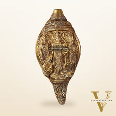 Brass Superfine Ramdarbar Carved Shankh Conch 9 inch antique
