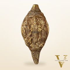 Brass Superfine Ramdarbar Carved Shankh Conch 9 inch antique