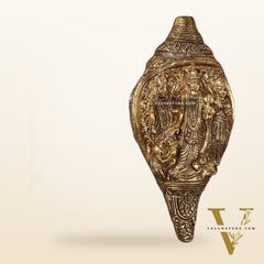 Brass Superfine Ramdarbar Carved Shankh Conch 9 inch antique