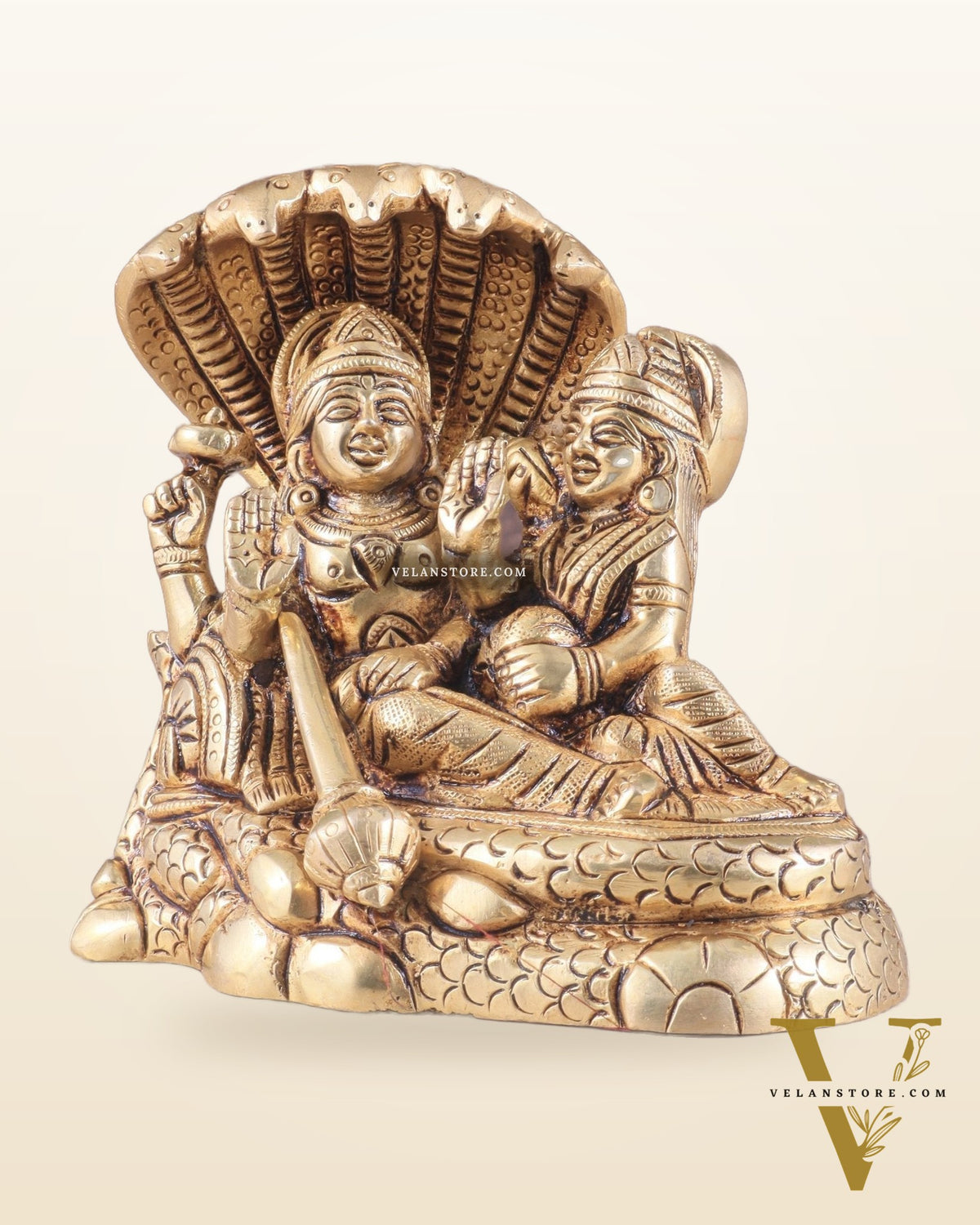 Brass Superfine Resting Lord Vishnu with Lakshmi Idol | Lakshmi Narayan with Sheshnaag