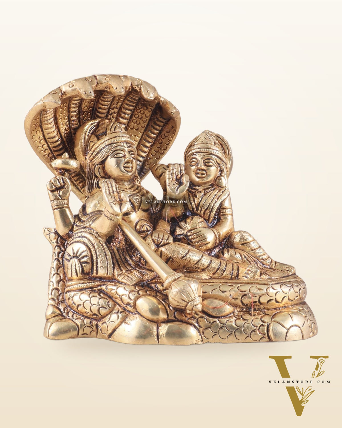 Brass Superfine Resting Lord Vishnu with Lakshmi Idol | Lakshmi Narayan with Sheshnaag