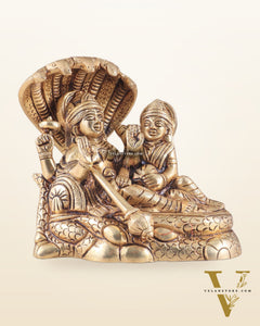 Brass Superfine Resting Lord Vishnu with Lakshmi Idol | Lakshmi Narayan with Sheshnaag