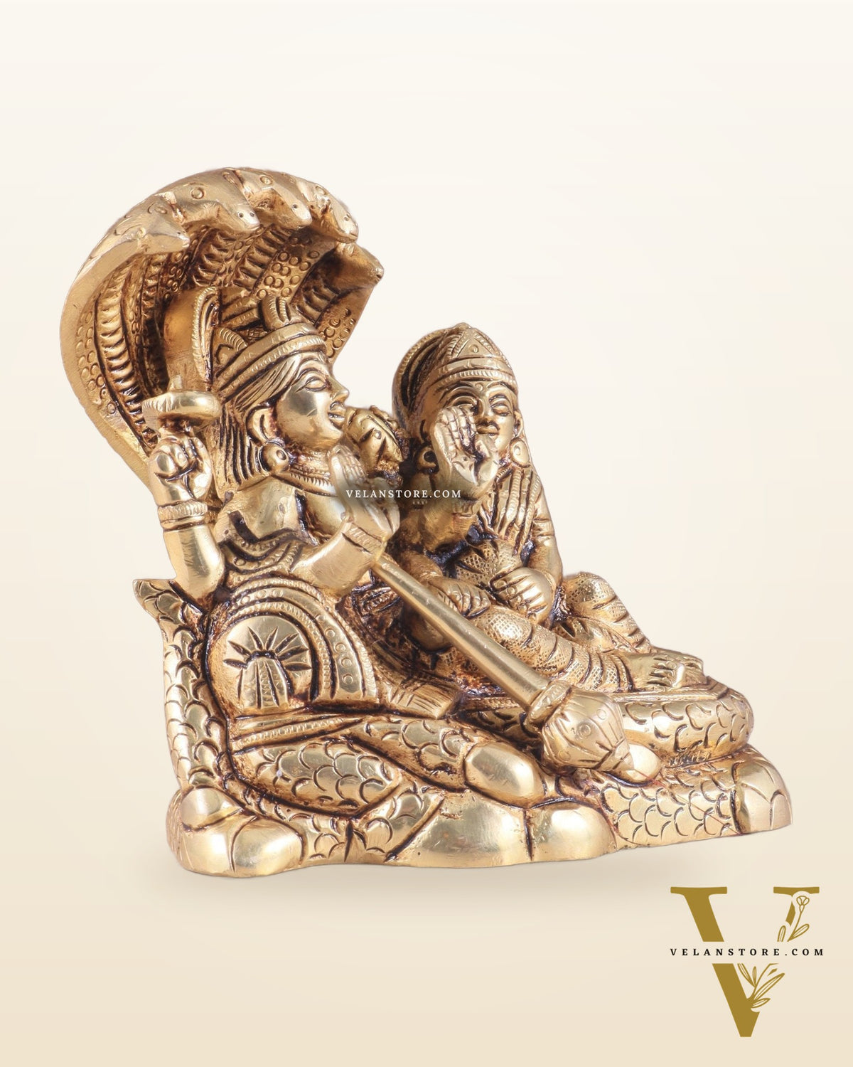 Brass Superfine Resting Lord Vishnu with Lakshmi Idol | Lakshmi Narayan with Sheshnaag