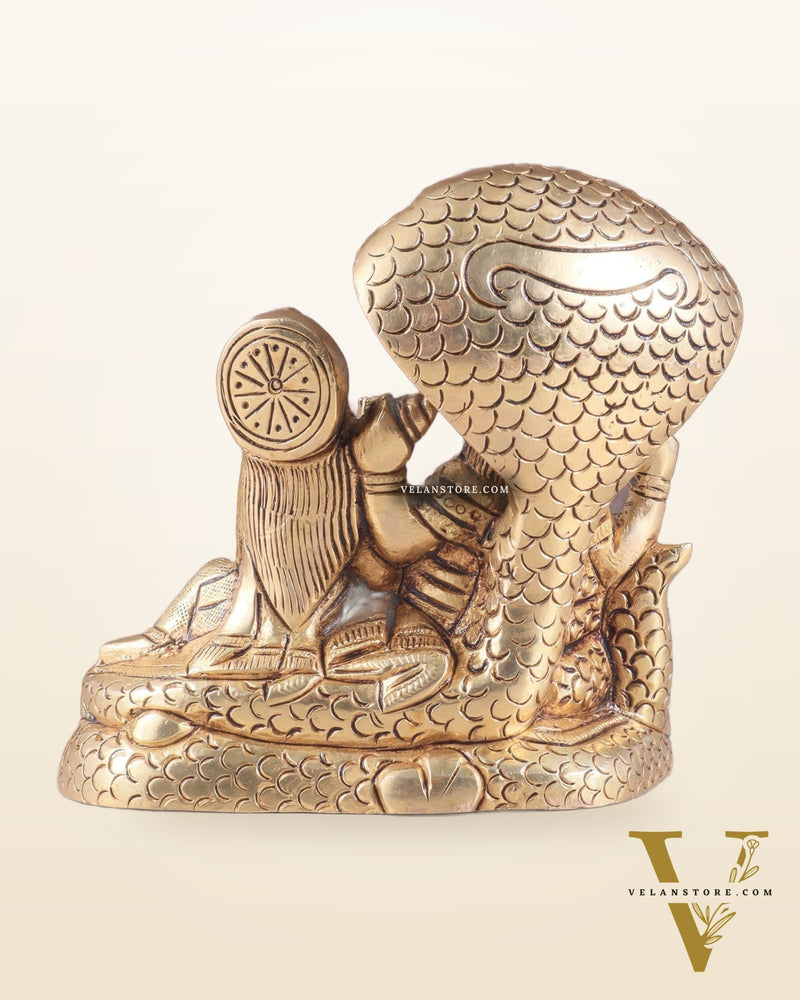 Brass Superfine Resting Lord Vishnu with Lakshmi Idol | Lakshmi Narayan with Sheshnaag
