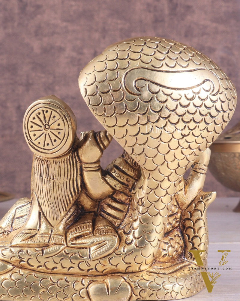 Brass Superfine Resting Lord Vishnu with Lakshmi Idol | Lakshmi Narayan with Sheshnaag