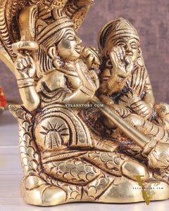 Brass Superfine Resting Lord Vishnu with Lakshmi Idol | Lakshmi Narayan with Sheshnaag