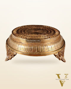 Brass Superfine Round Chowki with Mandala Design – 10.5 Inch