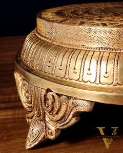 Brass Superfine Round Chowki with Mandala Design – 10.5 Inch