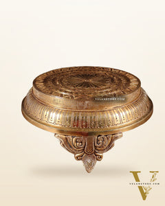 Brass Superfine Round Chowki with Mandala Design – 10.5 Inch