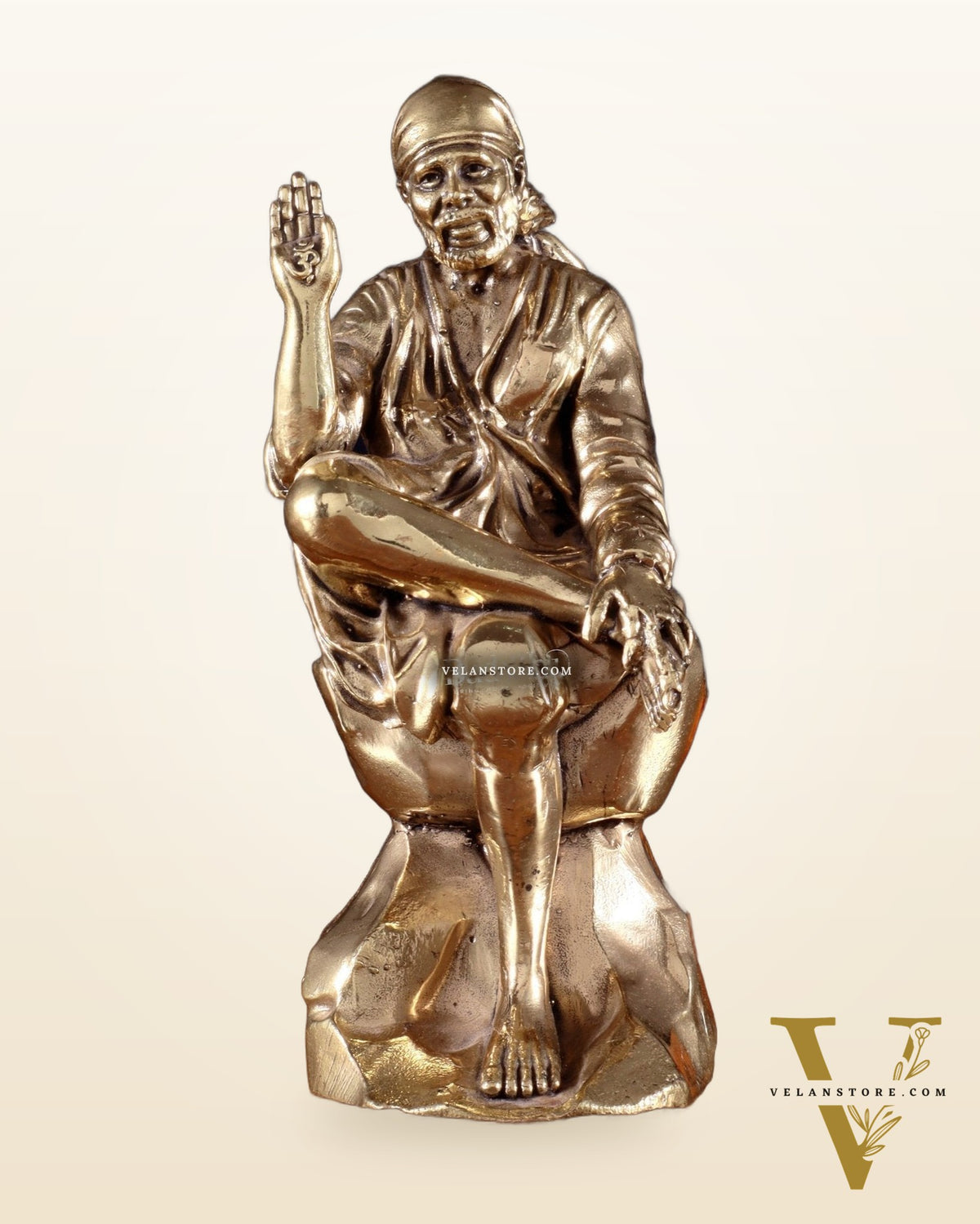 Brass Superfine Sai Baba Idol – 6” Height | Intricate Detailing
