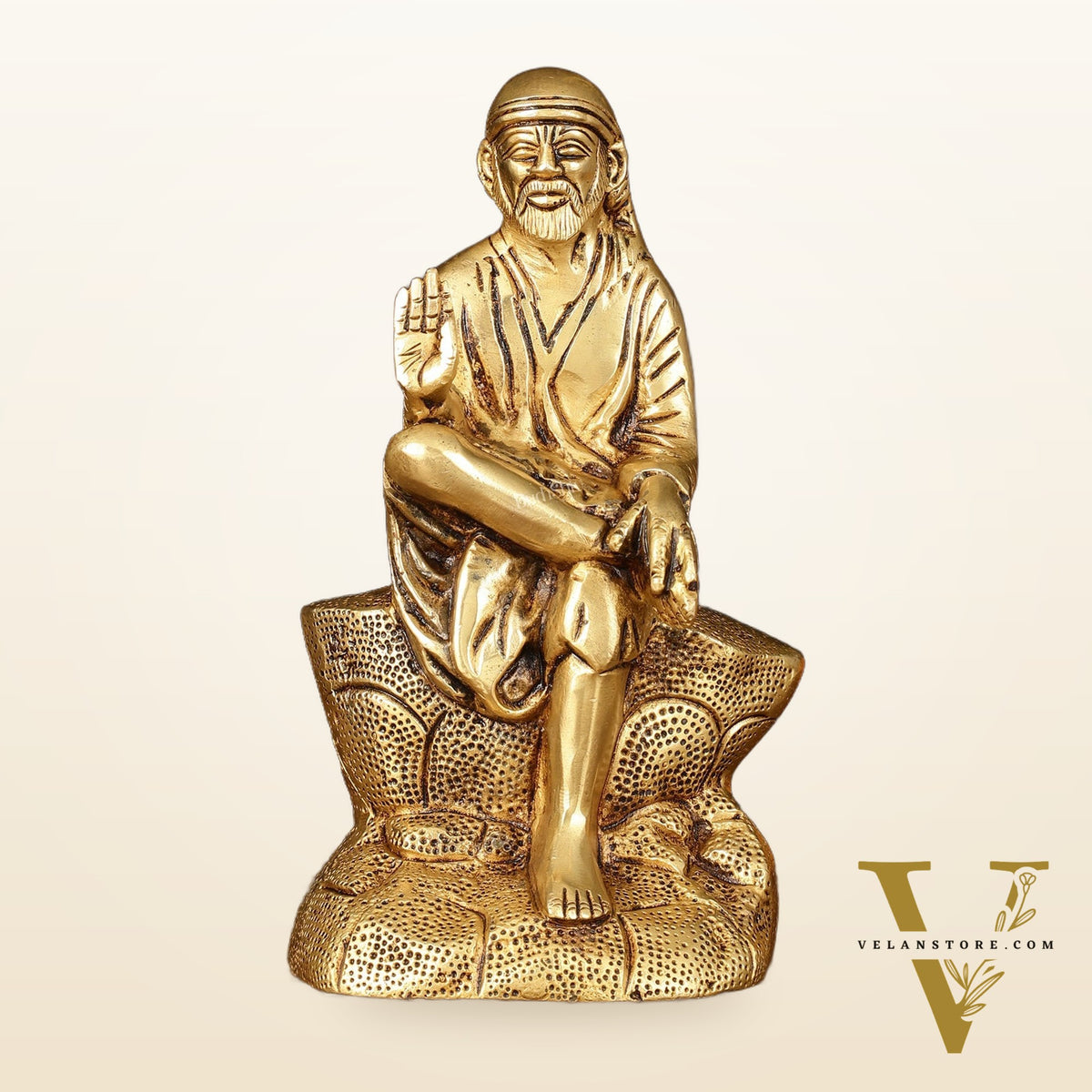 Brass Superfine Sai Baba Idol - 8.5" Divine Sculpture