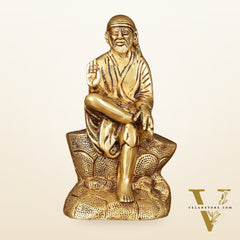Brass Superfine Sai Baba Idol - 8.5" Divine Sculpture