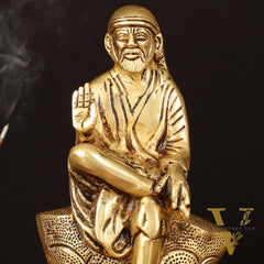 Brass Superfine Sai Baba Idol - 8.5" Divine Sculpture