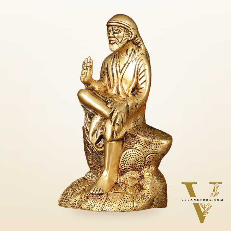 Brass Superfine Sai Baba Idol - 8.5" Divine Sculpture