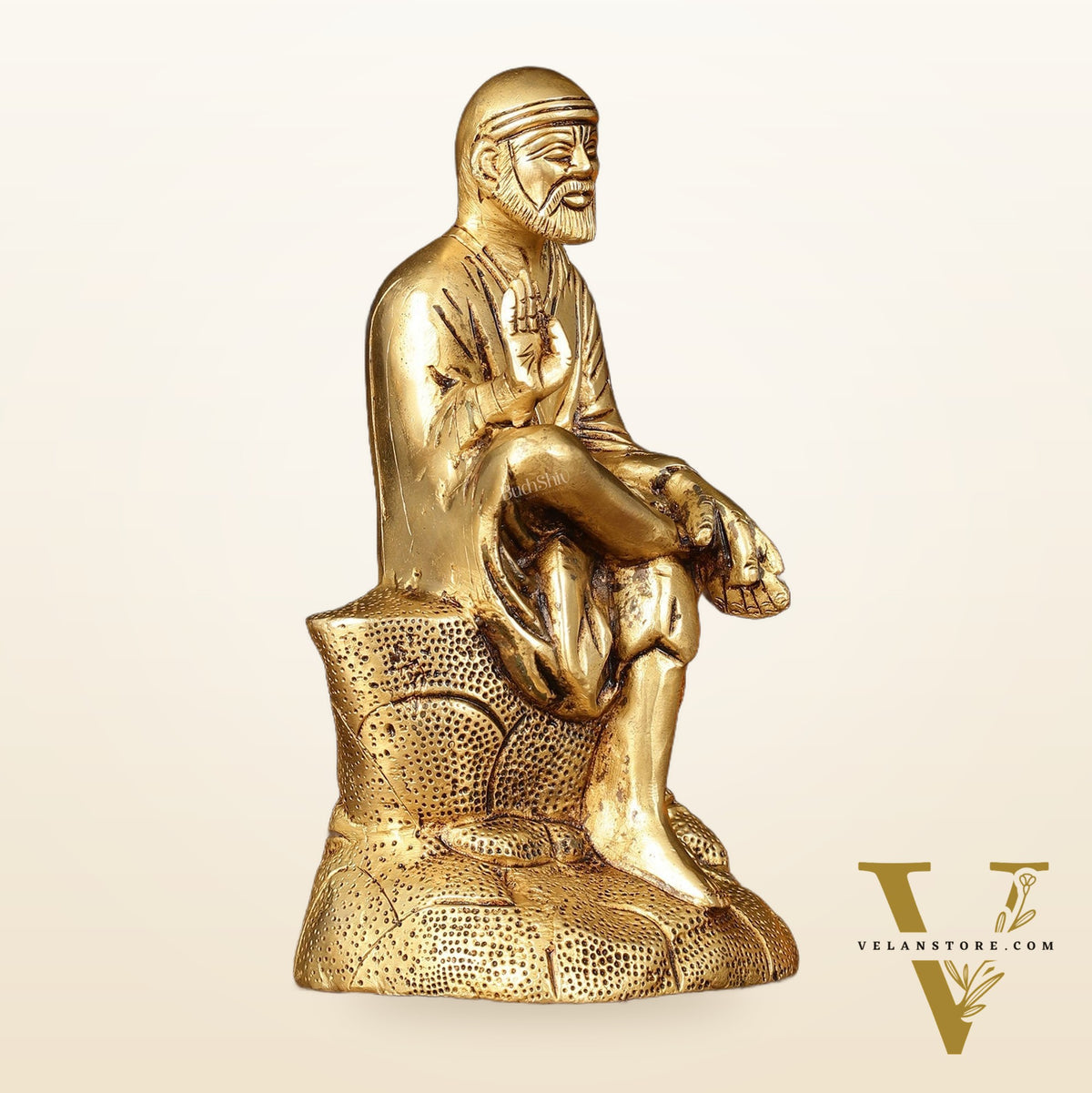 Brass Superfine Sai Baba Idol - 8.5" Divine Sculpture