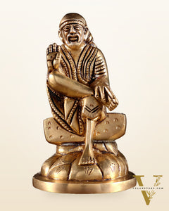 Brass Superfine Sai Baba Idol for Home Temple - 4.5 inch