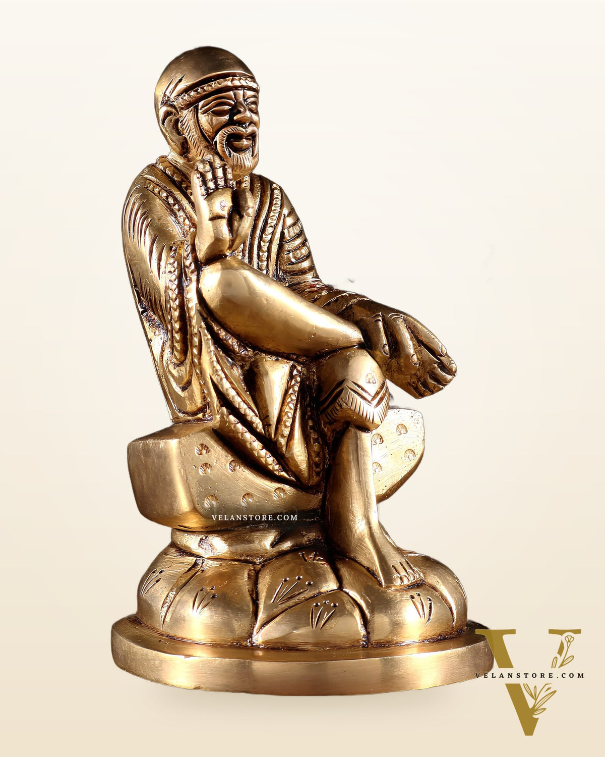 Brass Superfine Sai Baba Idol for Home Temple - 4.5 inch