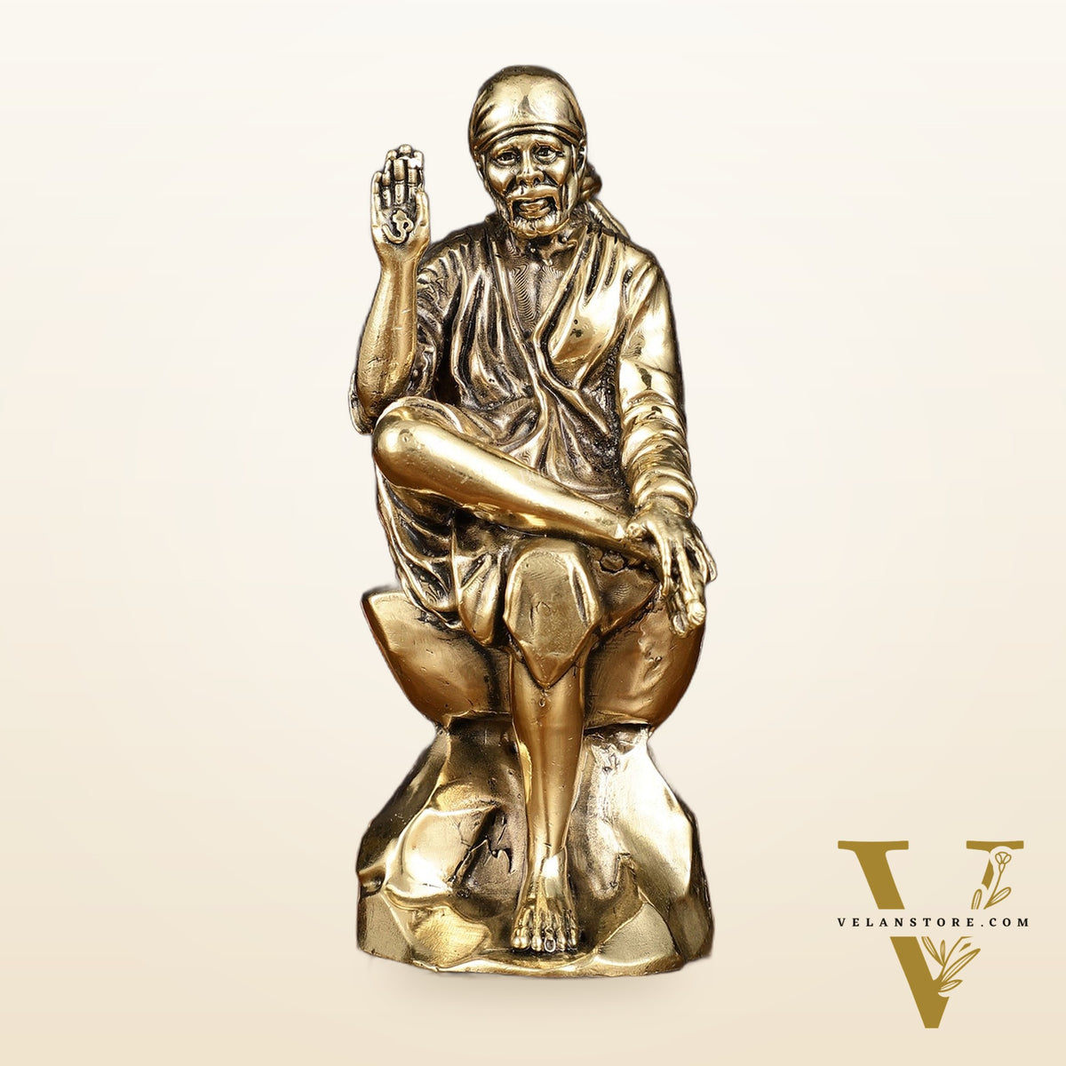 Brass Superfine Sai Baba Idol - Intricately Carved Statue 4 inch