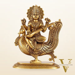 Brass Superfine Saraswati Idol - 10 Inch