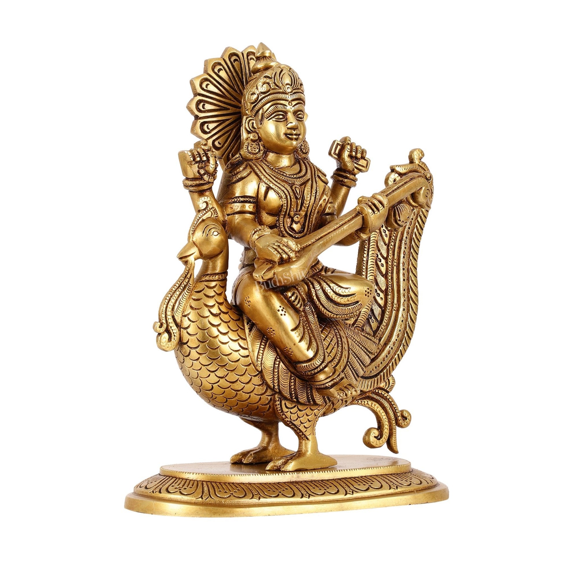 Brass Superfine Saraswati Idol - 10 Inch