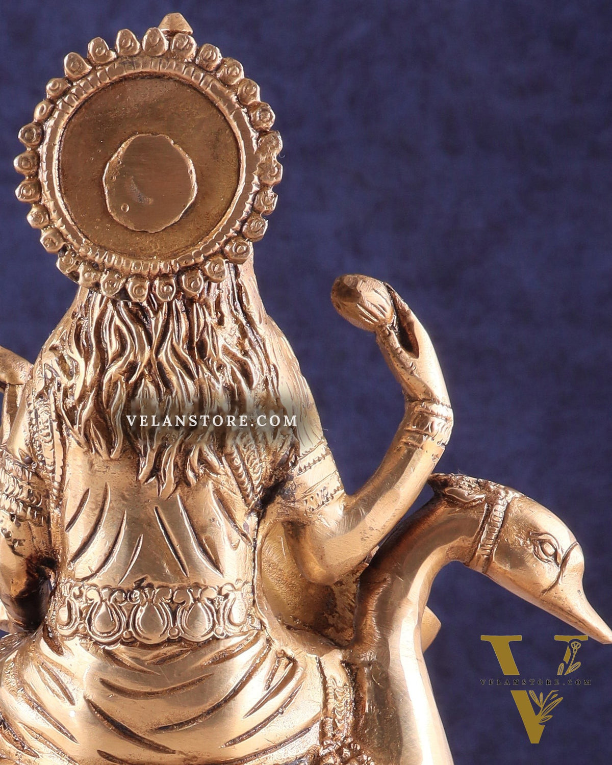 Brass Superfine Saraswati Idol - 8.5 Inch golden hues