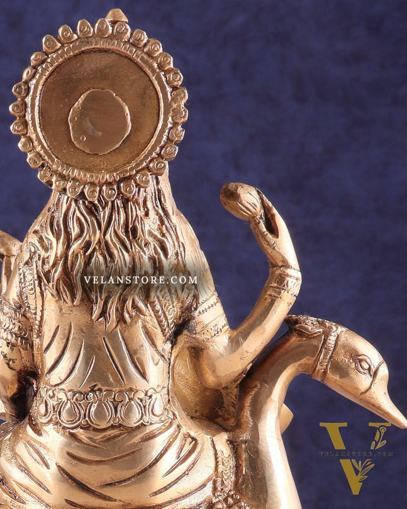 Brass Superfine Saraswati Idol - 8.5 Inch golden hues