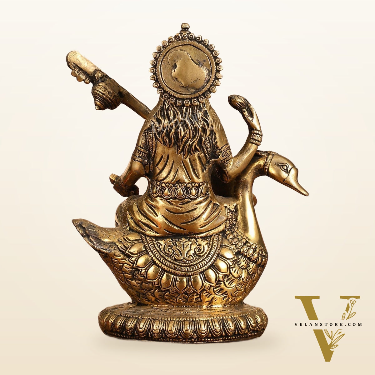 Brass Superfine Saraswati Idol - 8.5 Inch