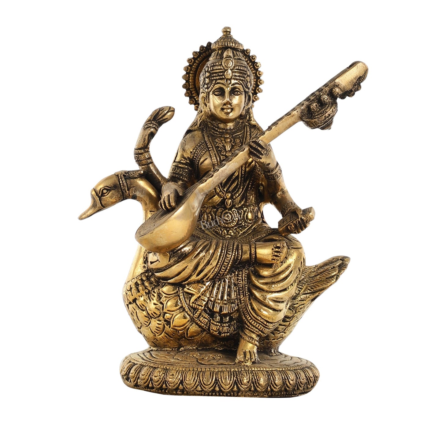 Brass Superfine Saraswati Idol - 8.5 Inch
