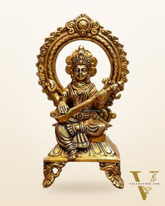 Brass SuperFine Saraswati idol 9.5"