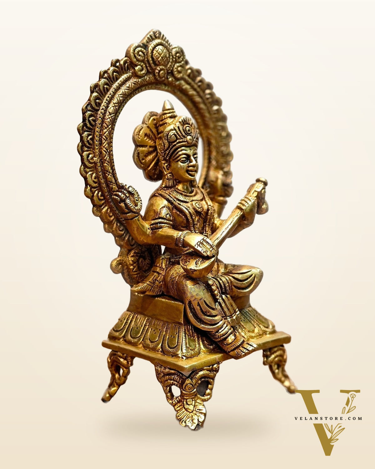 Brass SuperFine Saraswati idol 9.5"