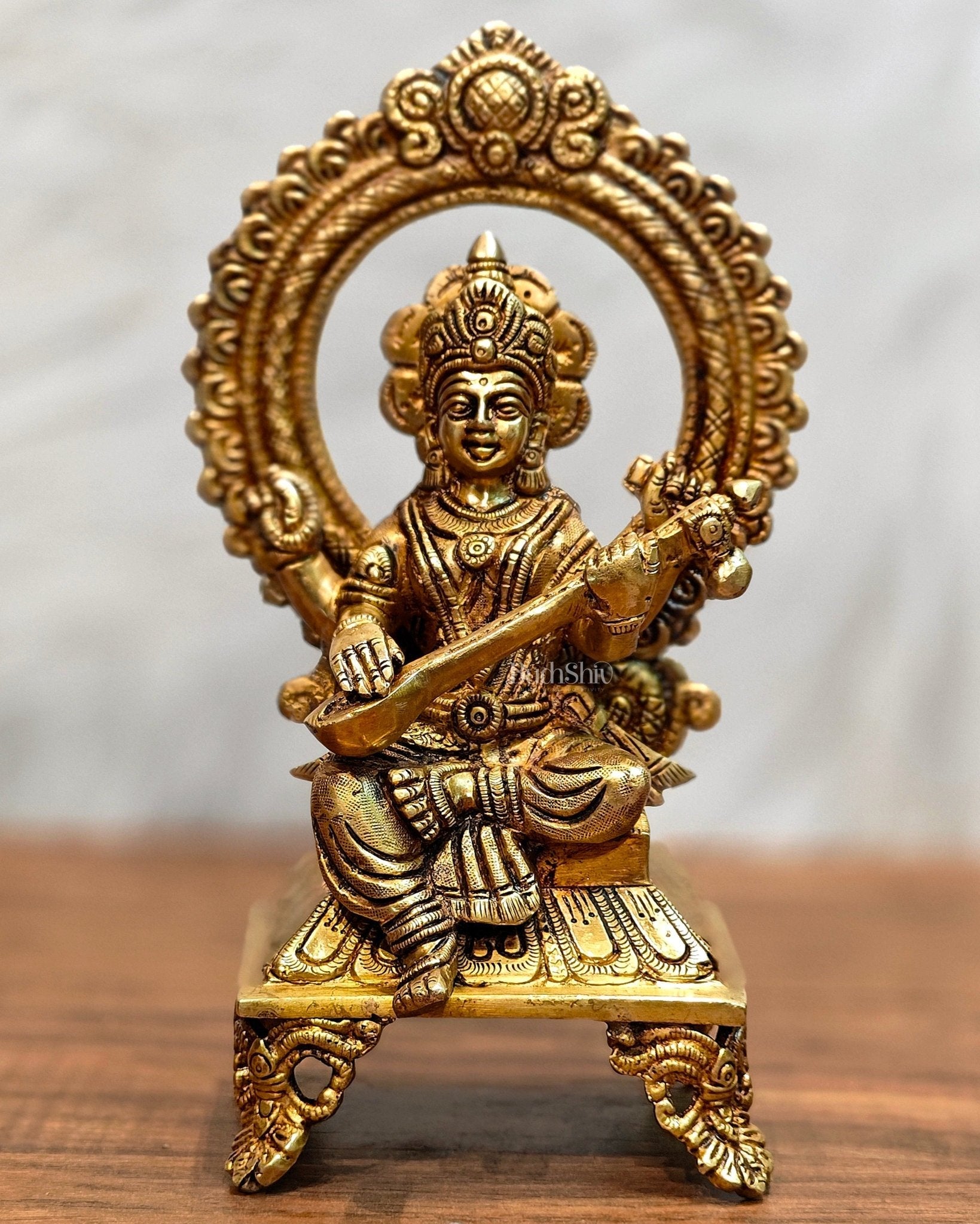 Brass SuperFine Saraswati idol 9.5"