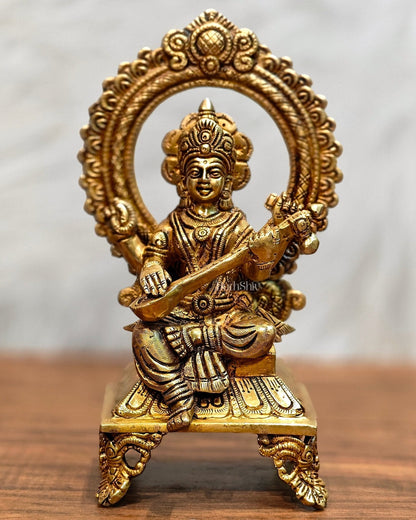 Brass SuperFine Saraswati idol 9.5"