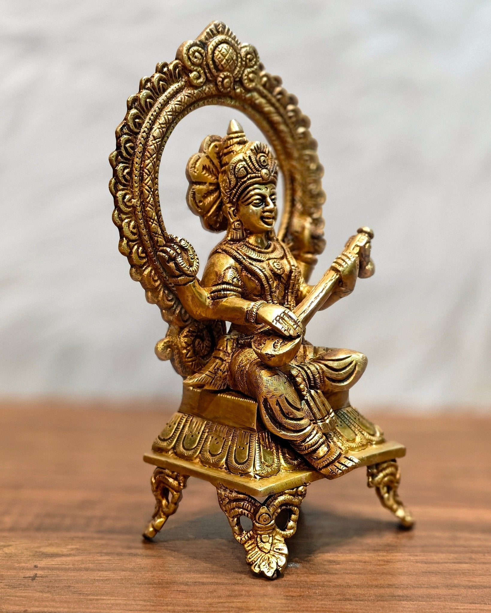 Brass SuperFine Saraswati idol 9.5"