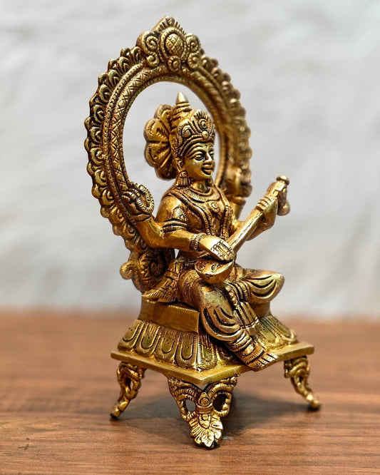 Brass SuperFine Saraswati idol 9.5"
