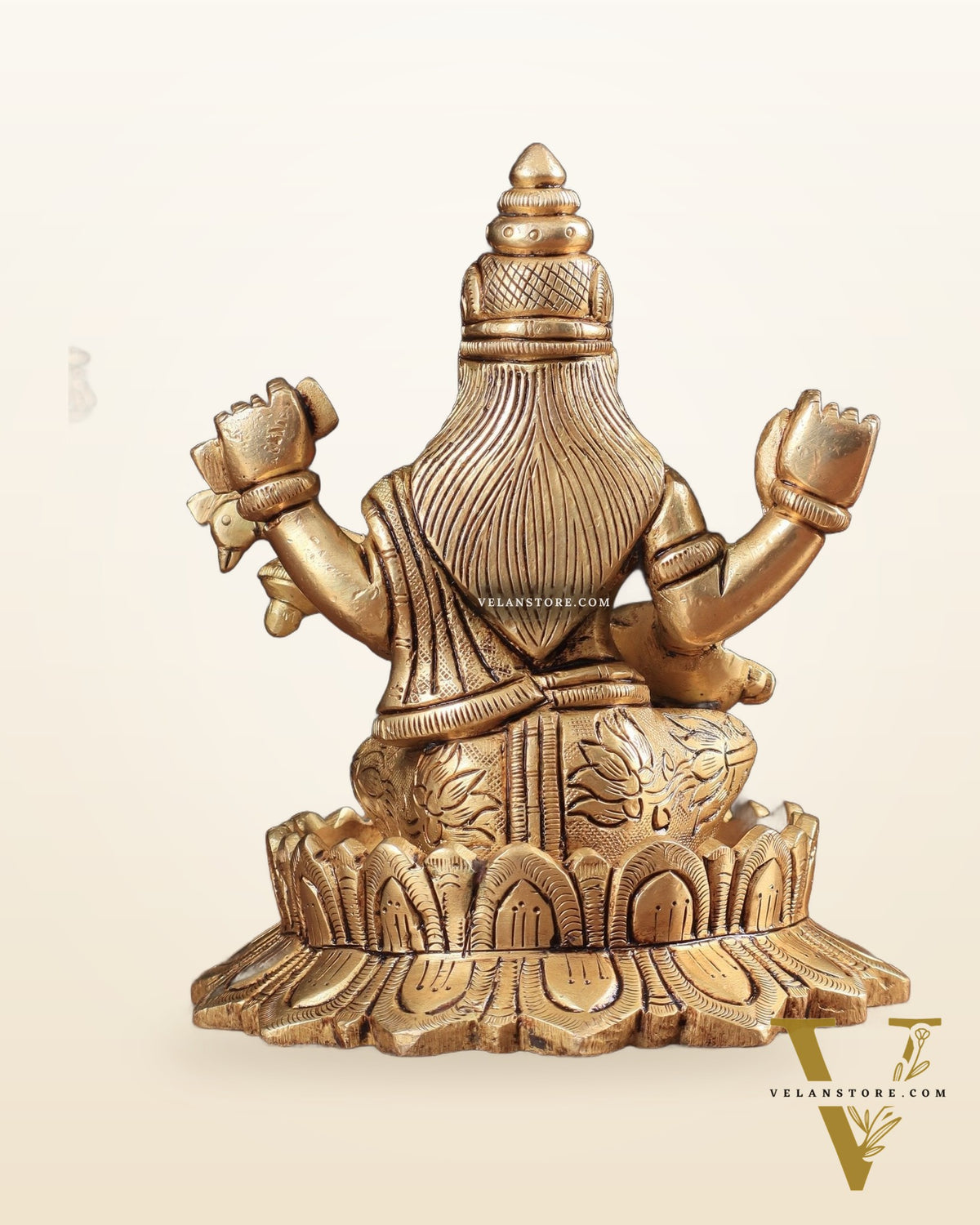 Brass Superfine Saraswati on Lotus Idol | 5.5" Height