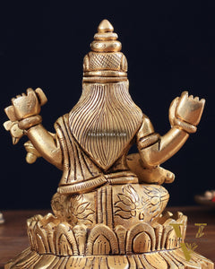 Brass Superfine Saraswati on Lotus Idol | 5.5" Height