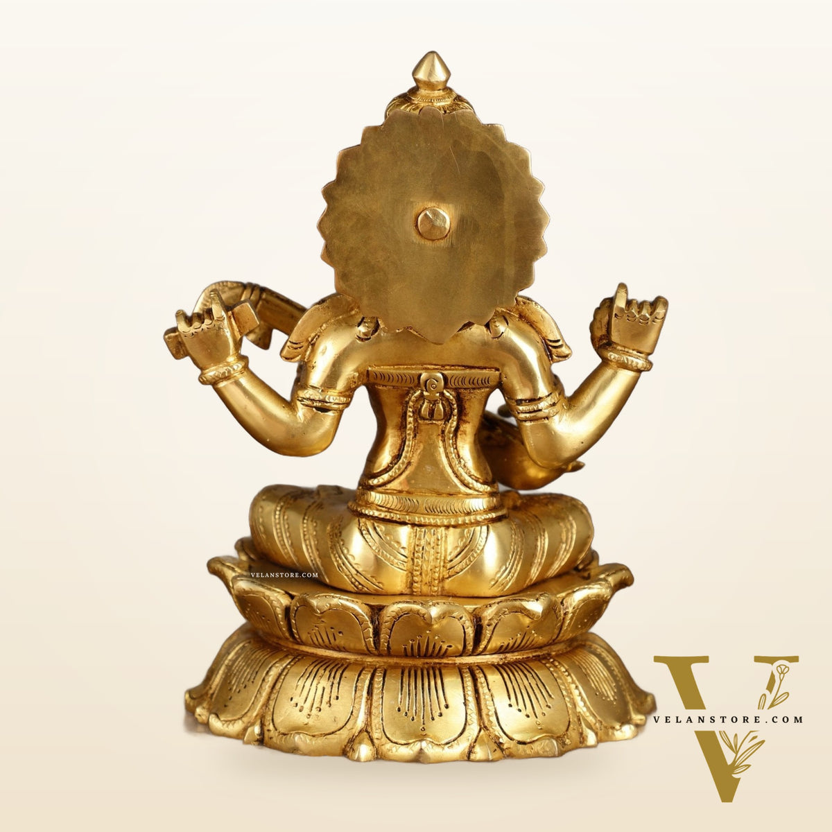 Brass Superfine Saraswati Statue on Lotus | 9 Inch