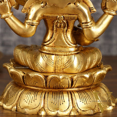 Brass Superfine Saraswati Statue on Lotus | 9 Inch