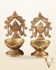 Brass Superfine Shankh Chakra Diya 3"