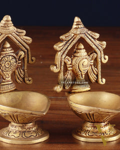 Brass Superfine Shankh Chakra Diya 3"