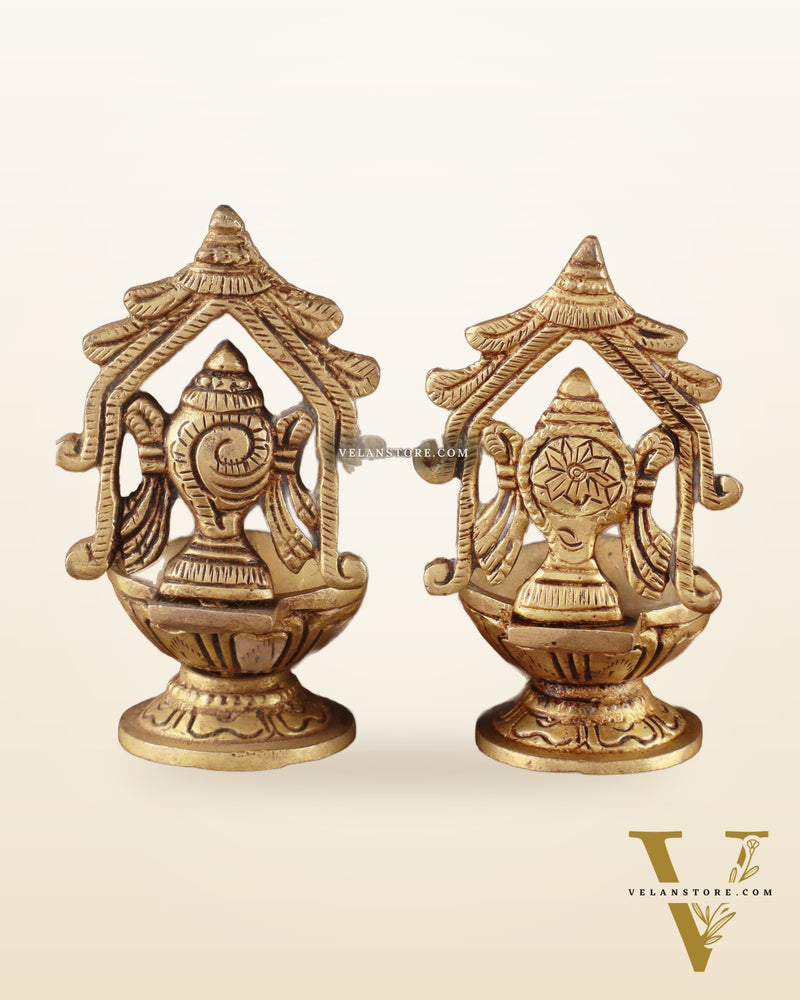 Brass Superfine Shankh Chakra Diya 3"