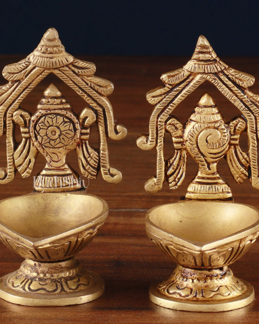 Brass Superfine Shankh Chakra Diya 3"