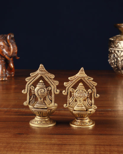 Brass Superfine Shankh Chakra Diya 3"