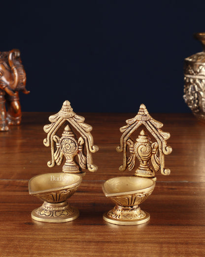 Brass Superfine Shankh Chakra Diya 3"