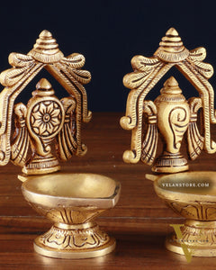 Brass Superfine Shankh Chakra Diya 4.5"